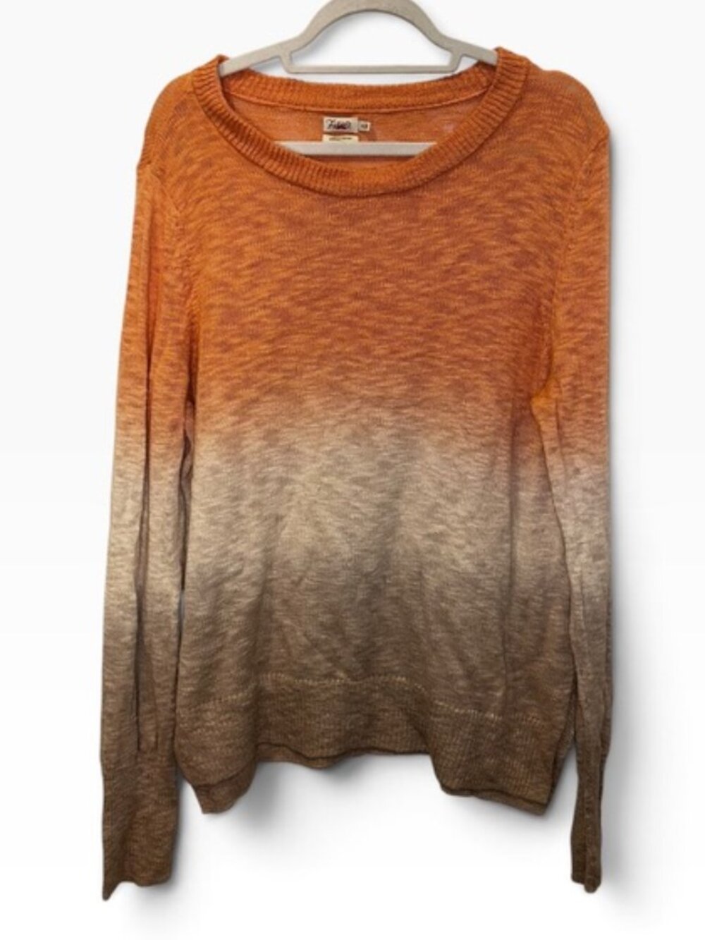 Faherty orange taupe Ombre sunset crew neck sweater XL
